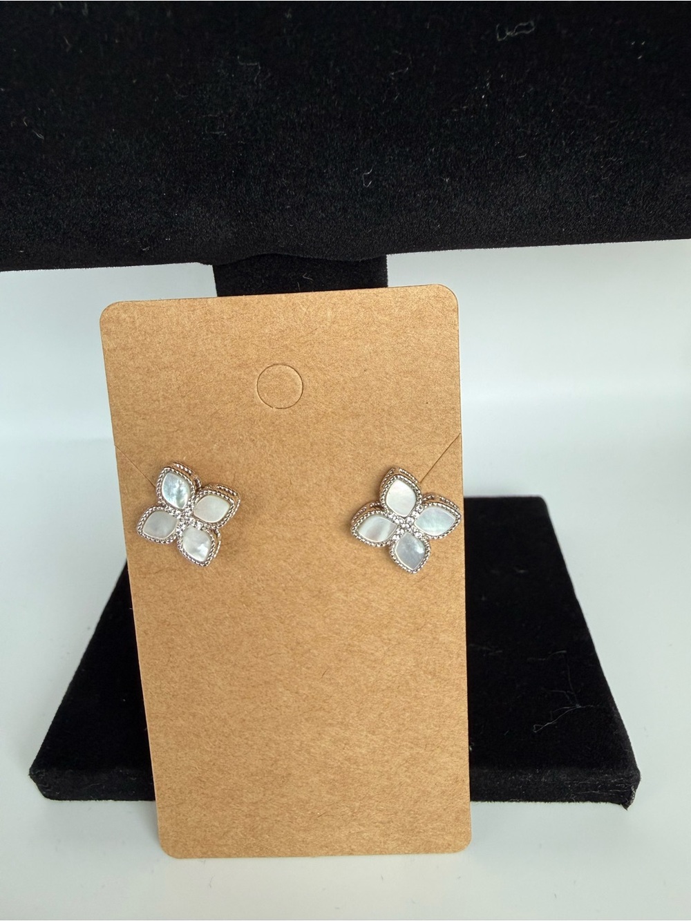 Park Lane Silver Iridescent Floral Stud Earrings